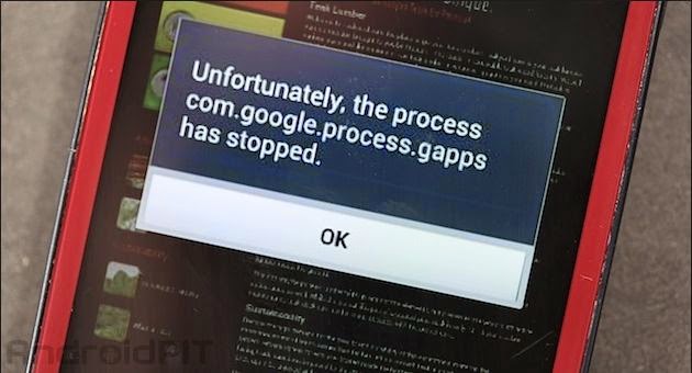 Unfortunately the process com.google.process.gapps has stopped