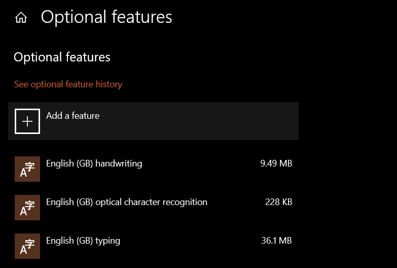 Windows 10 optional features then add feature