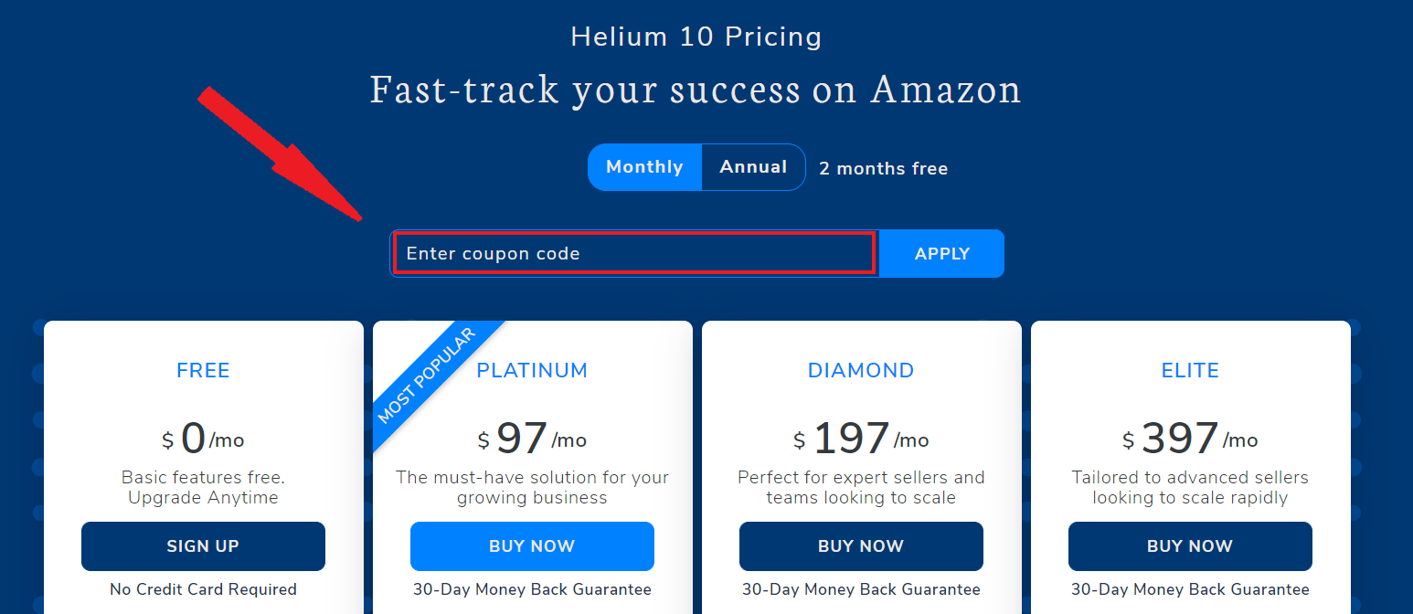 Helium 10 coupons- helium 10 checkoutpage