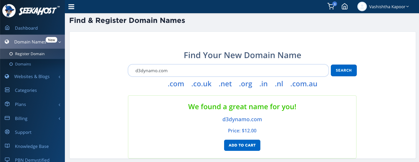 Find and register domain name 