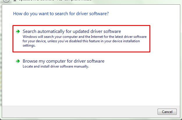 Automatic search for updated drivers