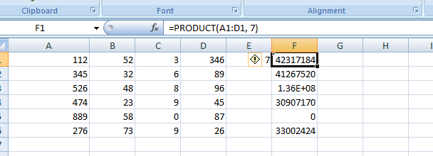 multiply in excel
