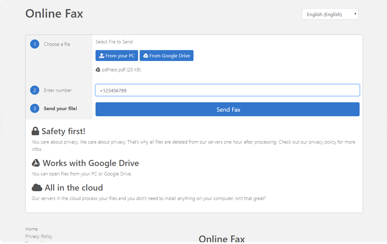 Send fax from gmail