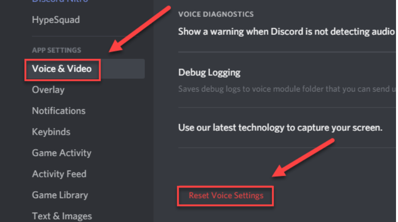 Reset Voice Settings