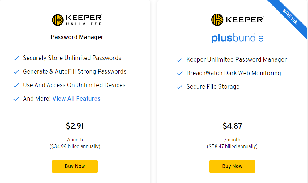 Keeper Security Personal Pricing Plans