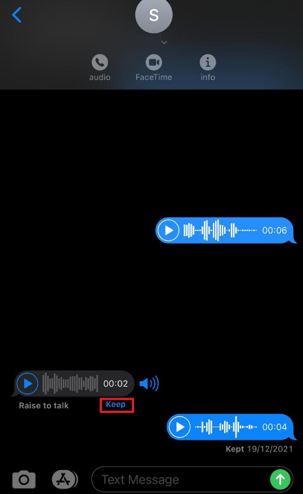 Keep Voice Message/ where do saved audio messages go