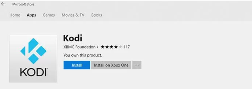 install kodi on Microsoft Store