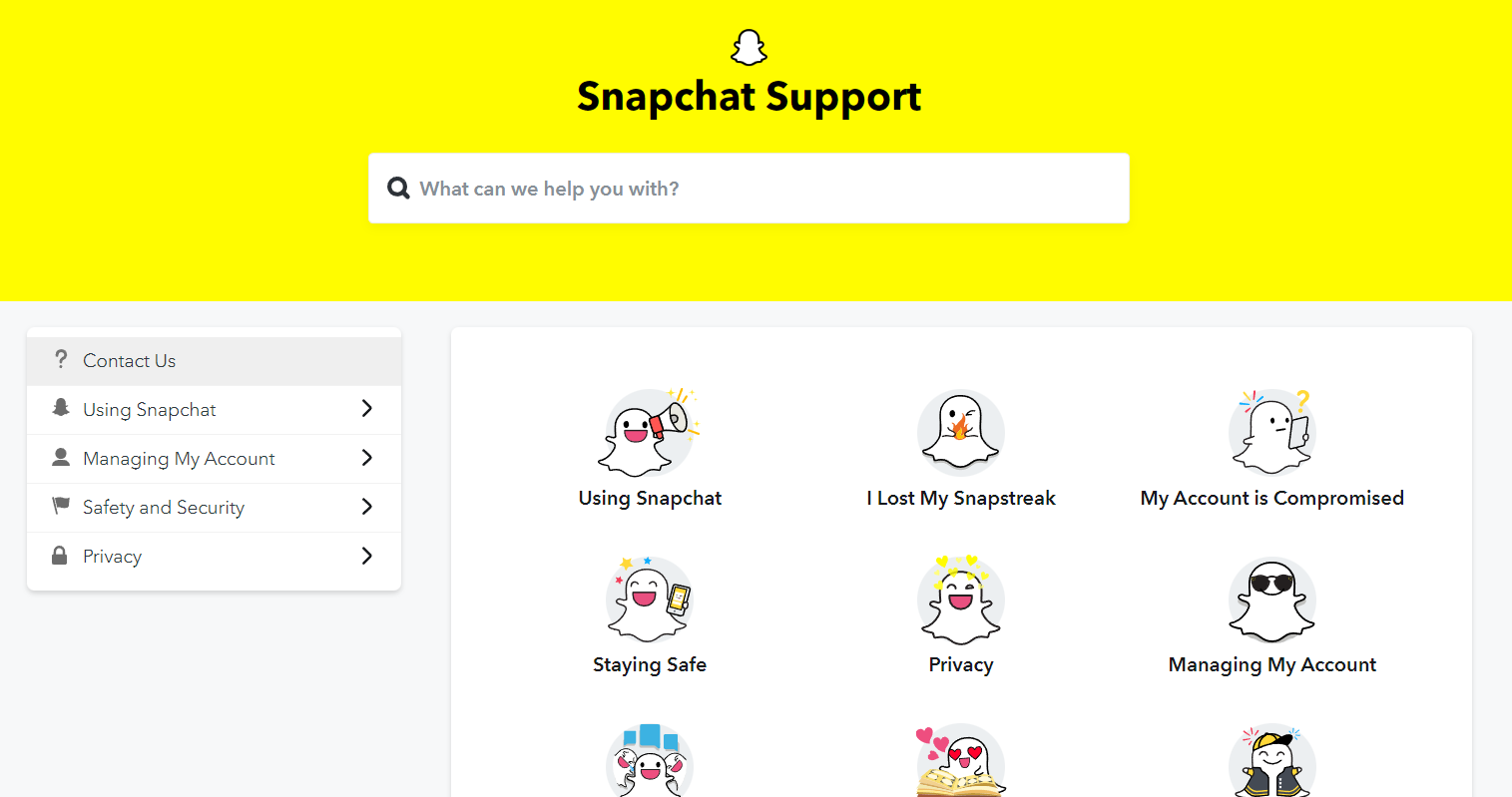 Contact Snapchat’s Support Team