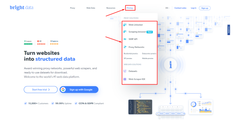 Go to the official website of Bright Data