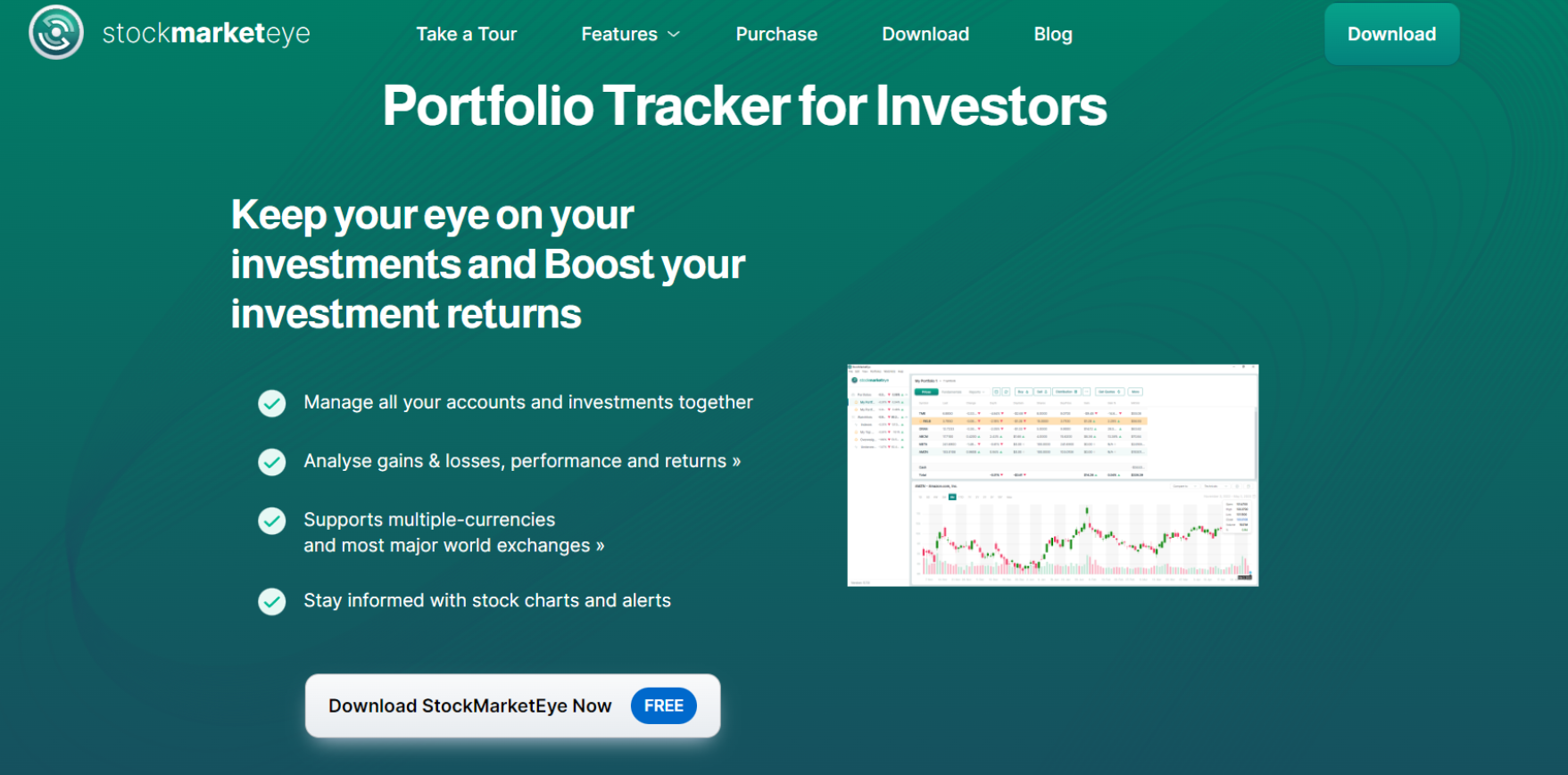 StockEyeMarket Portfolio Tracker Features