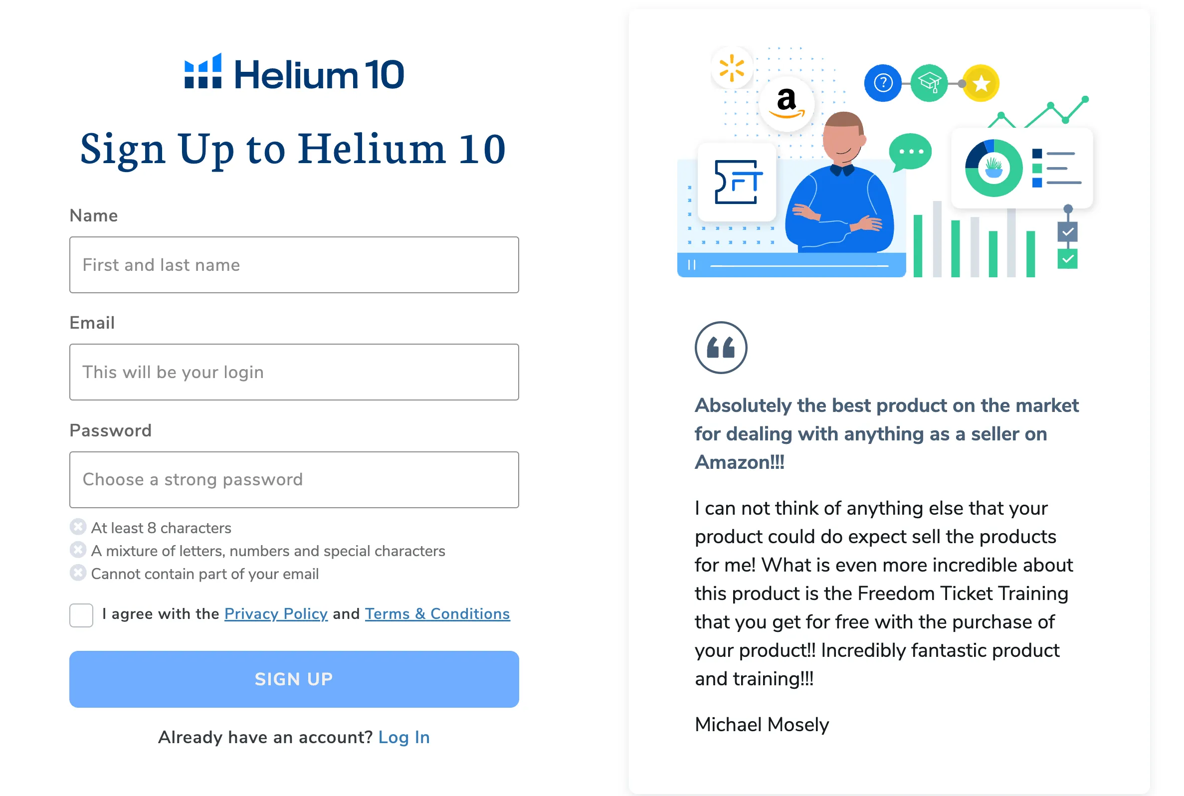 Sign Up to Helium 10