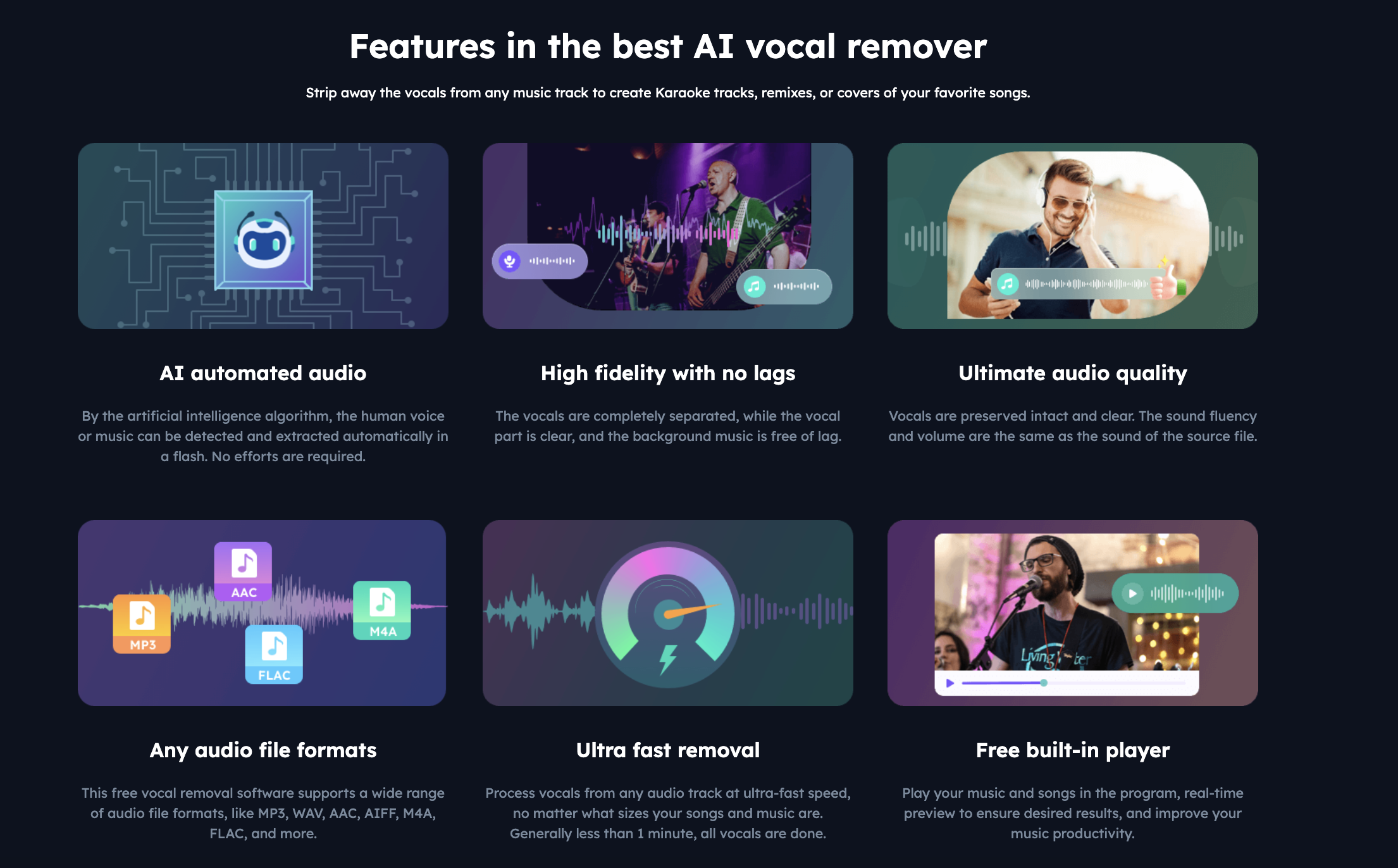 AI vocal remover Features- Remove Background Music from Videos