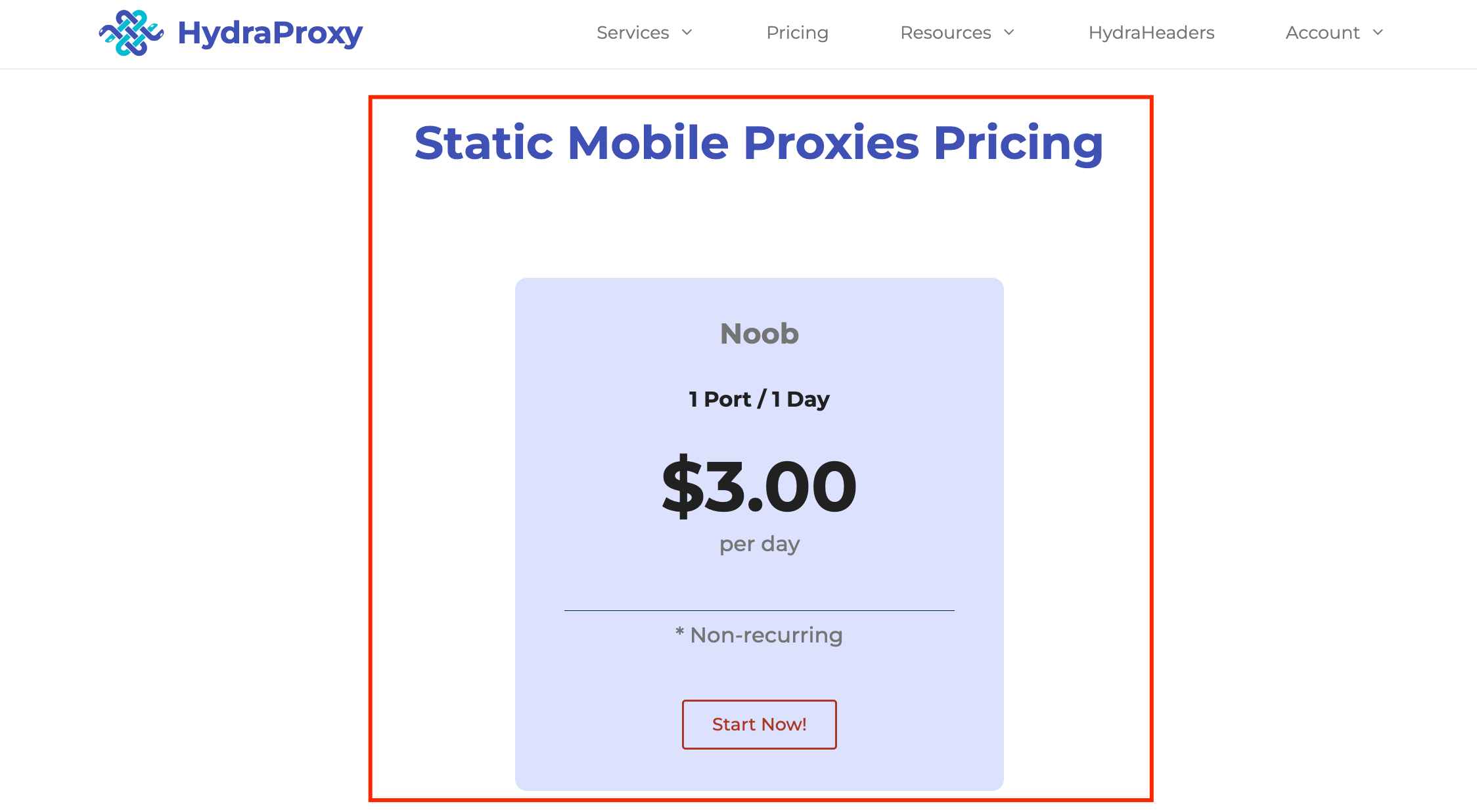 Pricing Plan Of Hydraproxy Static Proxy