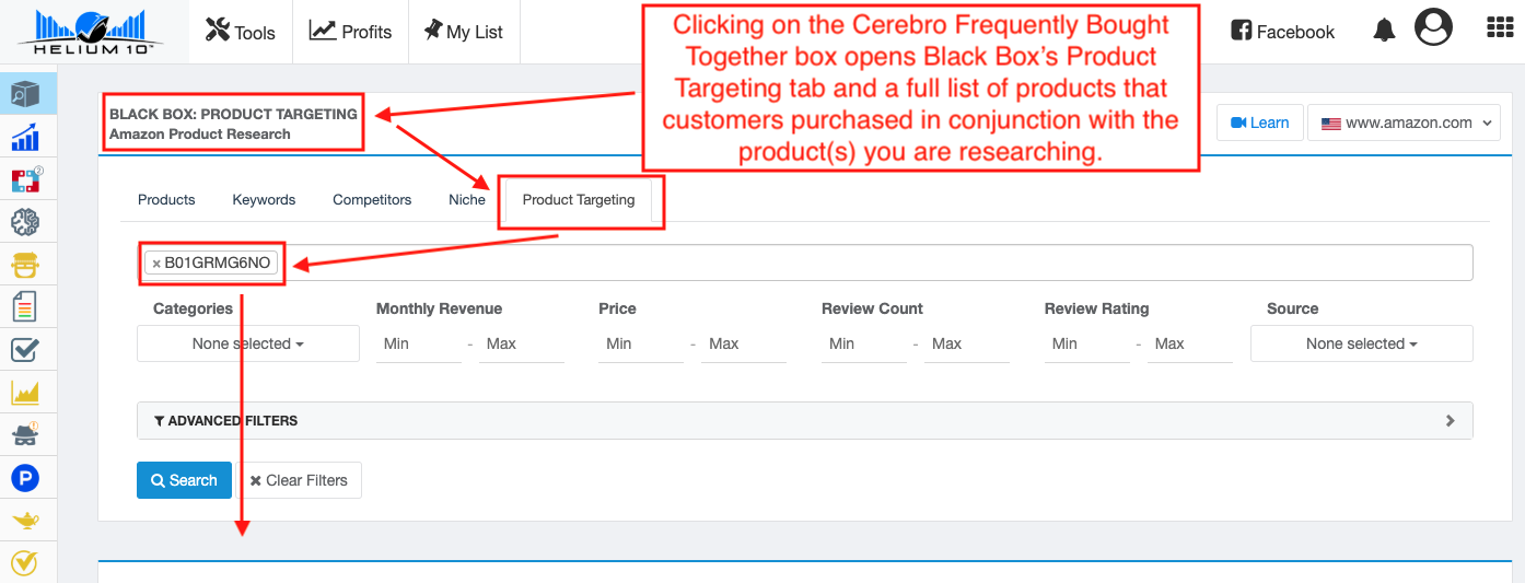 Product Targeting section