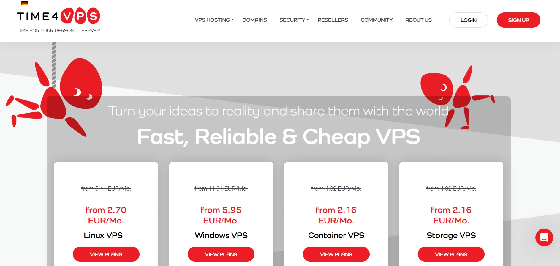 Time4vps Homepage